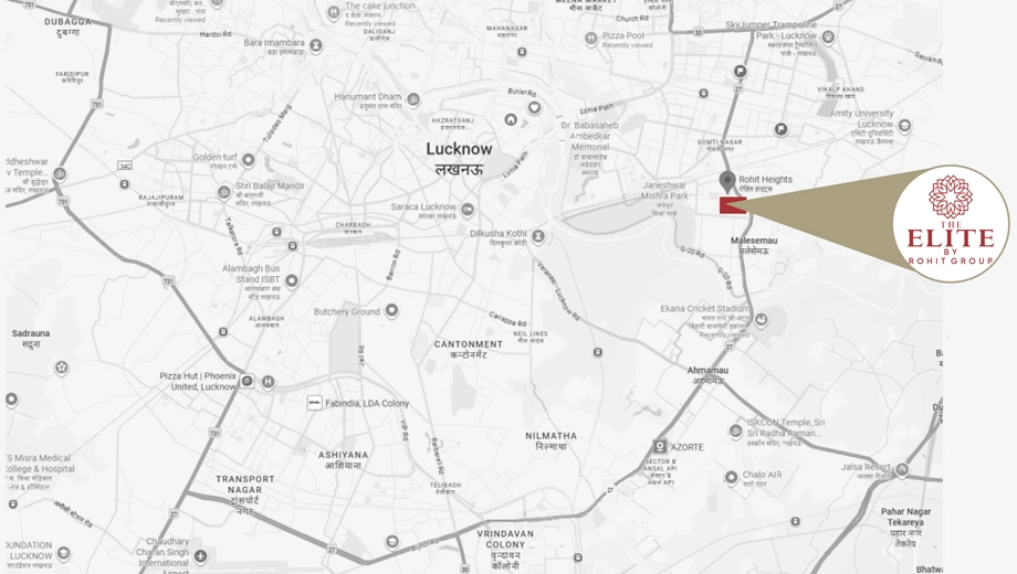 Location of Rohit The Elite in Gomti Nagar Extension, Lucknow - Image 427808