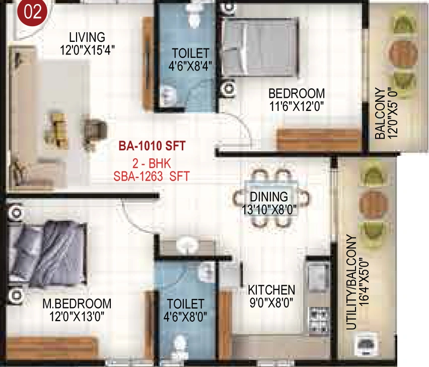 2 BHK Flat in VKK Grand in Horamavu, Bangalore - Image 928182