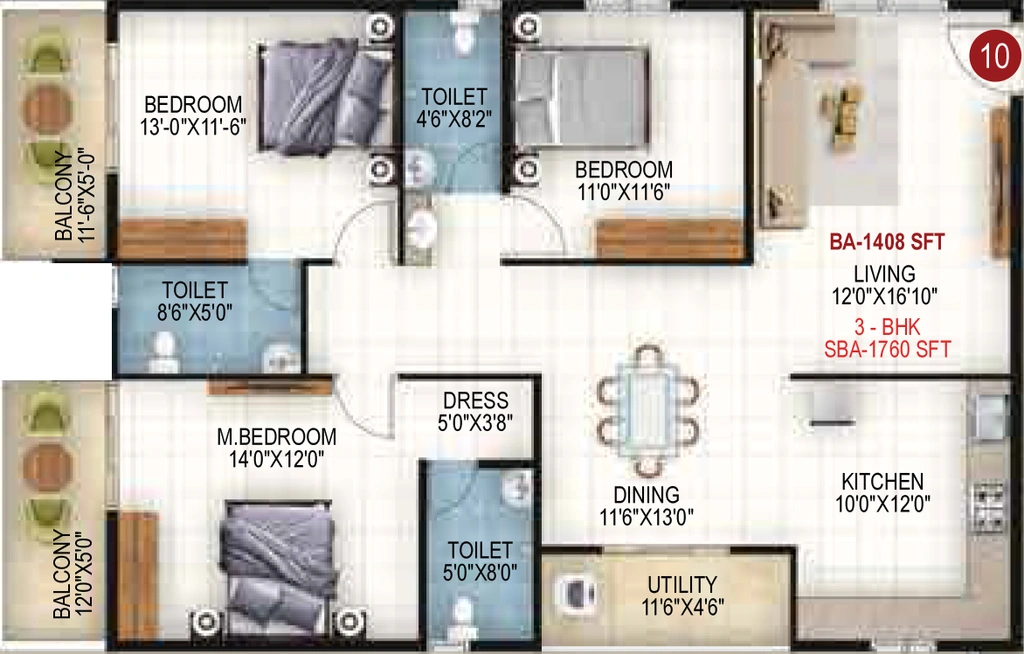 3 BHK Flat in VKK Grand in Horamavu, Bangalore - Image 928186
