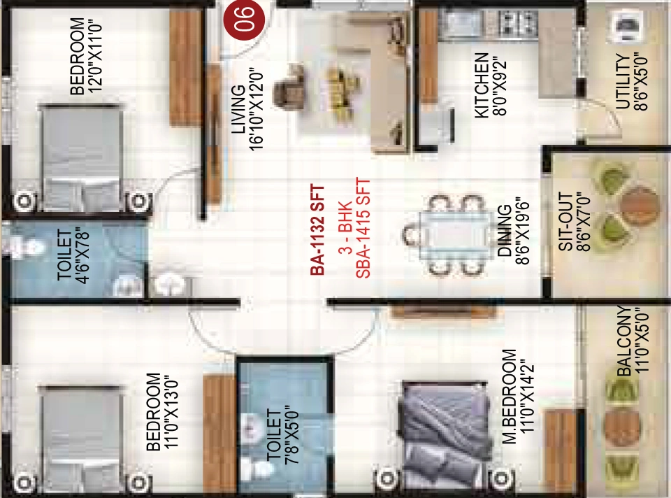 3 BHK Flat in VKK Grand in Horamavu, Bangalore - Image 928183