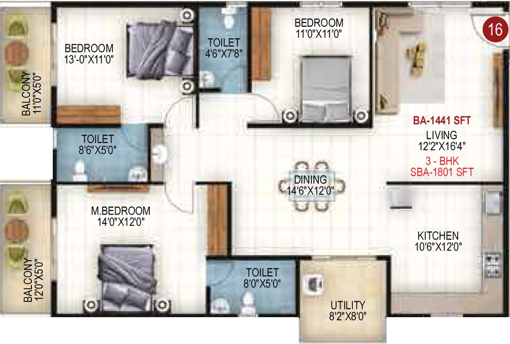 3 BHK Flat in VKK Grand in Horamavu, Bangalore - Image 928187