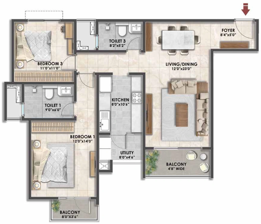 2 BHK Flat in Fernvale - The Prestige City in Sarjapur, Bangalore - Image 928209