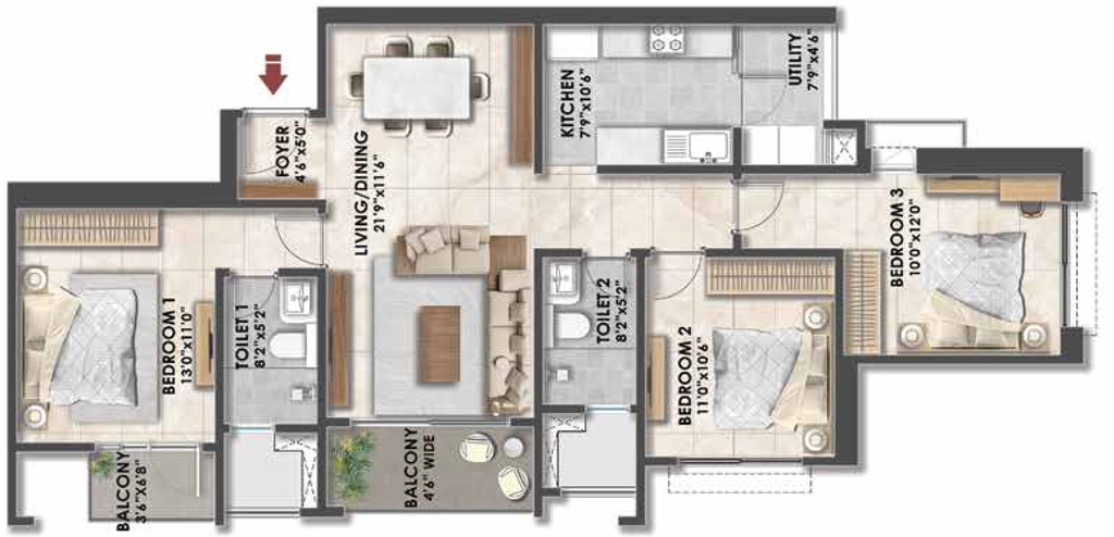 3 BHK Flat in Fernvale - The Prestige City in Sarjapur, Bangalore - Image 928210