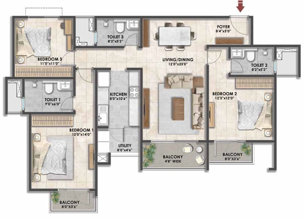 3 BHK Flat in Fernvale - The Prestige City in Sarjapur, Bangalore - Image 928218
