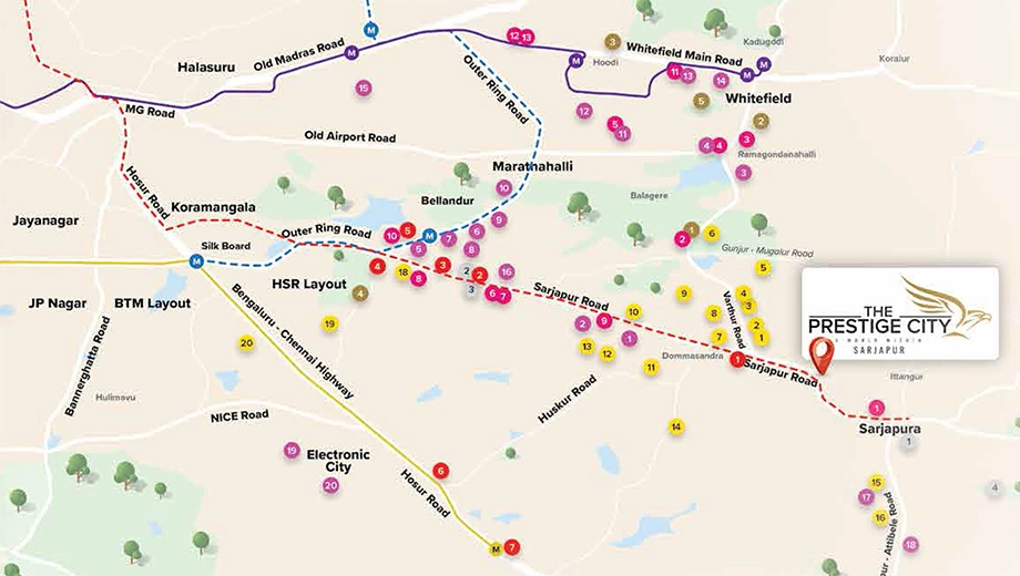 Location of Fernvale - The Prestige City in Sarjapur, Bangalore - Image 427901
