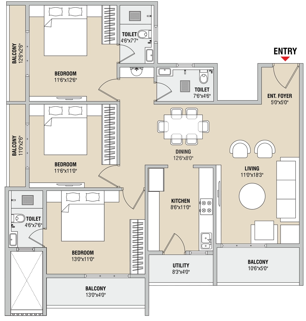 3 BHK Flat in Golden Legacy in Besa, Nagpur - Image 928230