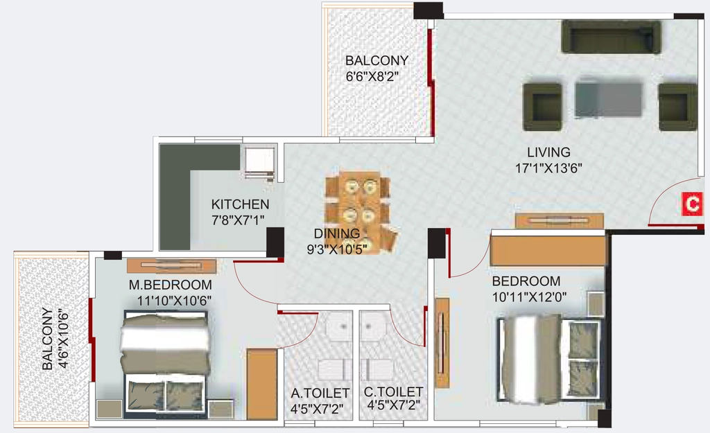 2 BHK Flat in Roodraksh Sapphire in Dharapur, Guwahati - Image 928298