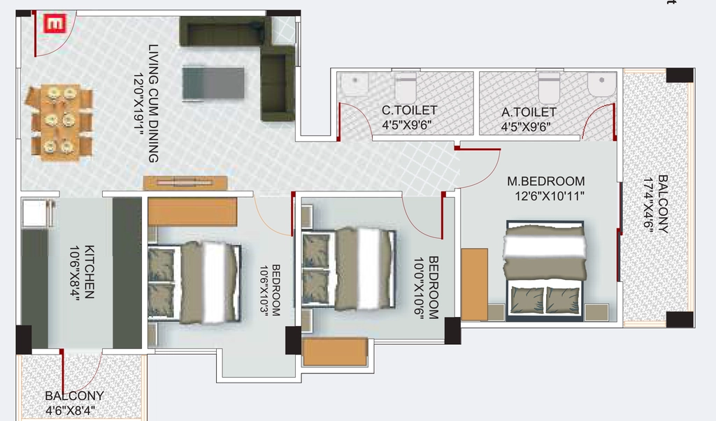 3 BHK Flat in Roodraksh Sapphire in Dharapur, Guwahati - Image 928299