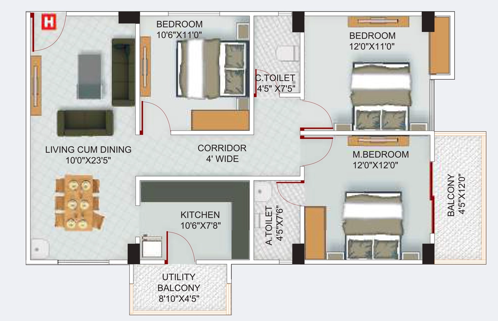 3 BHK Flat in Roodraksh Sapphire in Dharapur, Guwahati - Image 928300