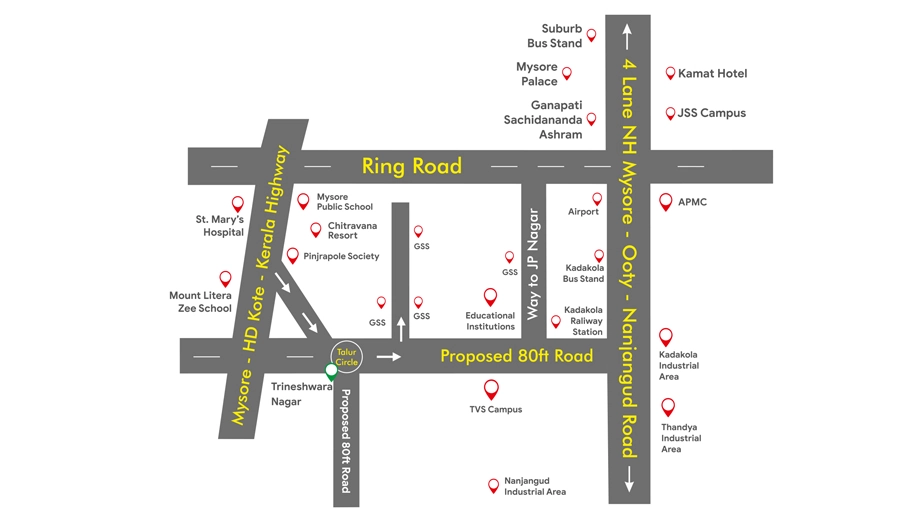 Location of GSS Trineshwara Nagar Phase 3 in Thaluru, Mysore - Image 428319