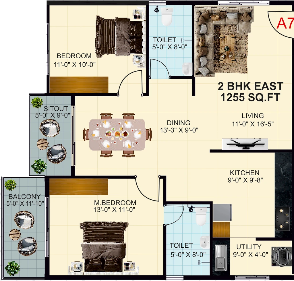 2 BHK Flat in LVS Greenwoods in Krishnarajapuram, Bangalore - Image 928318