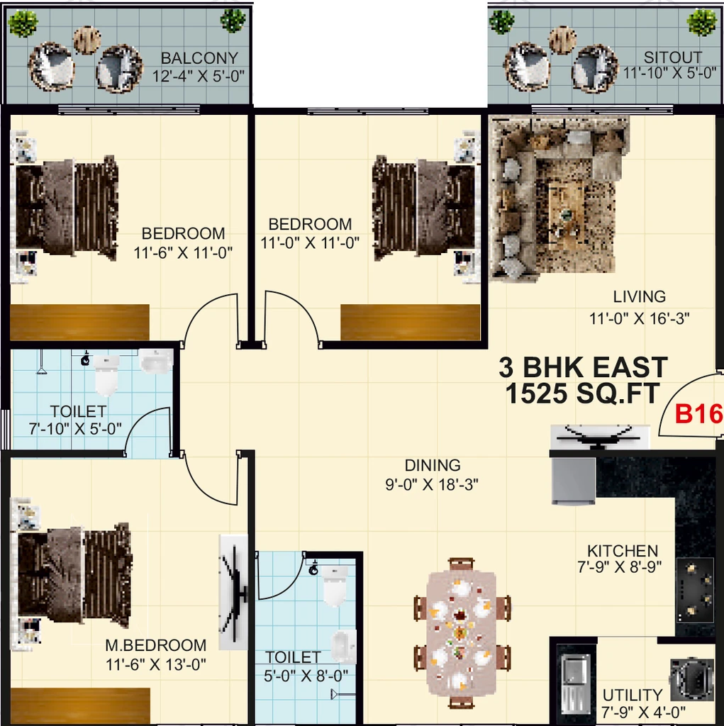 3 BHK Flat in LVS Greenwoods in Krishnarajapuram, Bangalore - Image 928320