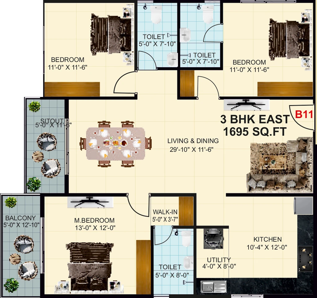 3 BHK Flat in LVS Greenwoods in Krishnarajapuram, Bangalore - Image 928321