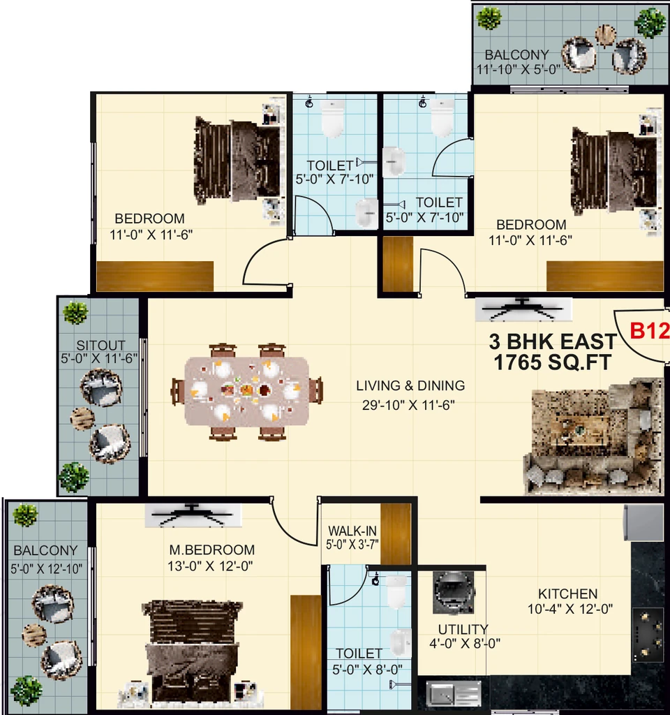 3 BHK Flat in LVS Greenwoods in Krishnarajapuram, Bangalore - Image 928322