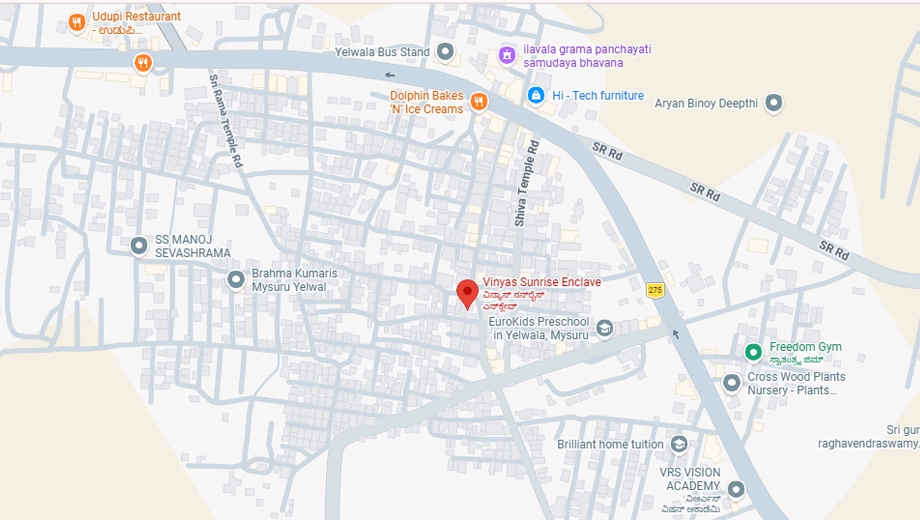 Location of Vinyas Sunrise Enclave in Yelwala, Mysore - Image 428250