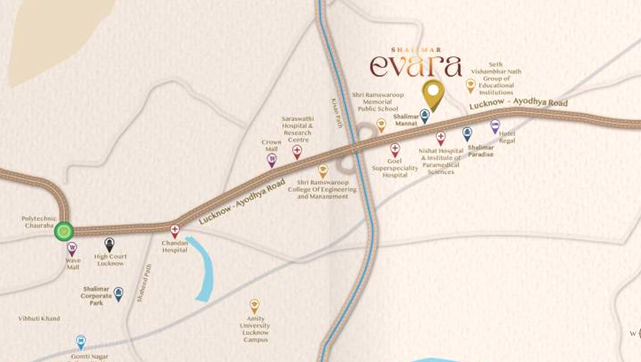 Location of Shalimar Evara in Faizabad Road, Lucknow - Image 428461