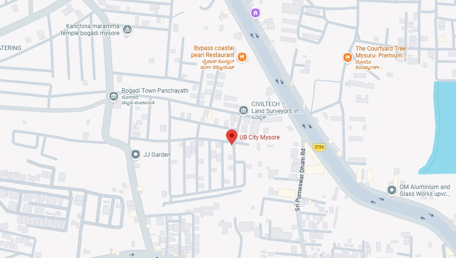 Location of Sqube UB City in Bogadi, Mysore - Image 428375