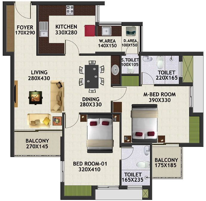 2 BHK Flat in Favourite Bellevue in Mannanthala, Thiruvananthapuram - Image 928438