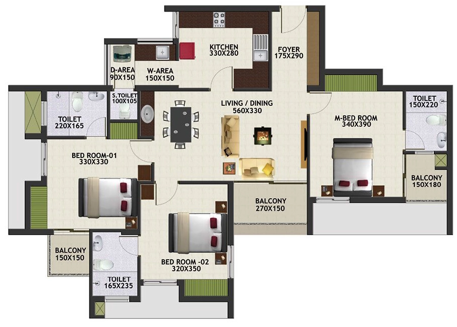 3 BHK Flat in Favourite Bellevue in Mannanthala, Thiruvananthapuram - Image 928439
