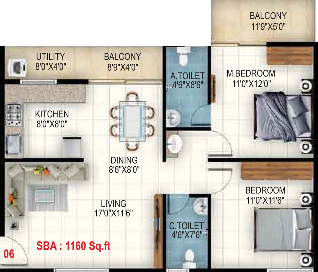 2 BHK Flat in Sri Balaji Rose Woods in Kodigehalli, Bangalore - Image 928448