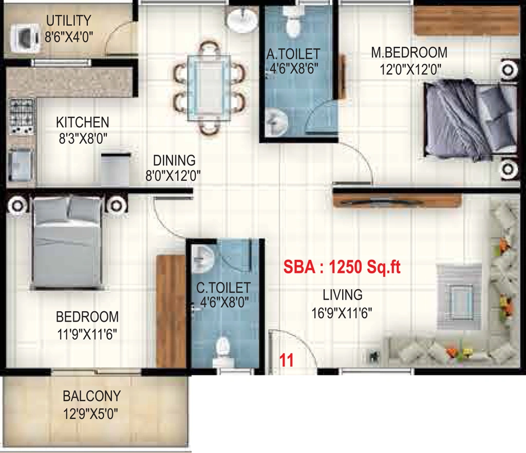 2 BHK Flat in Sri Balaji Rose Woods in Kodigehalli, Bangalore - Image 928449