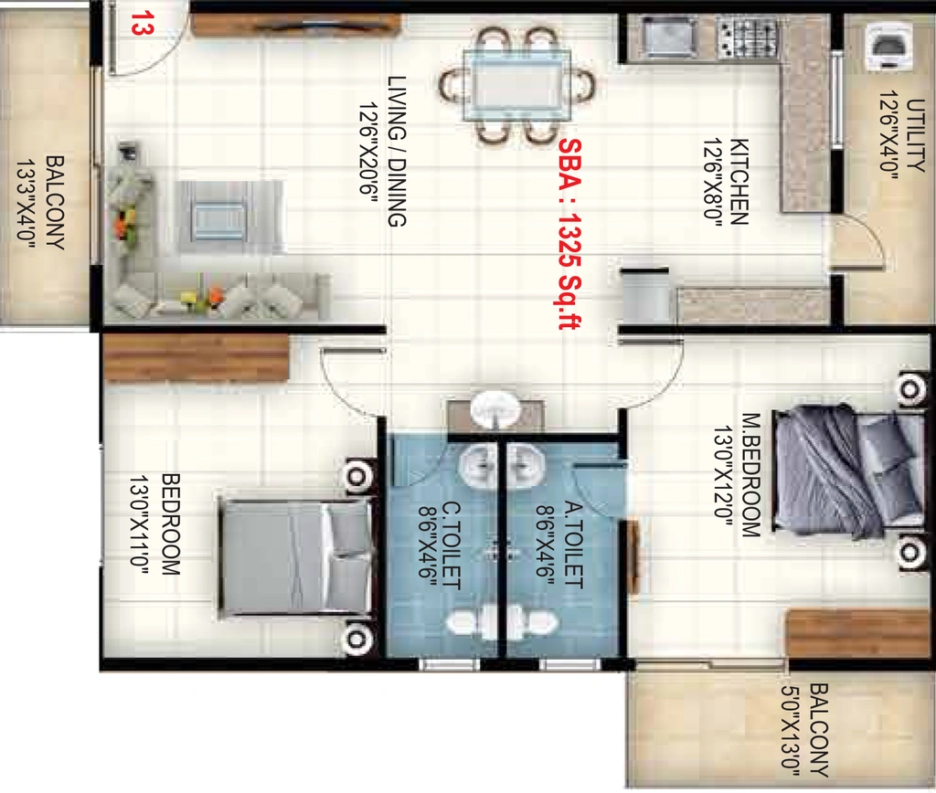 2 BHK Flat in Sri Balaji Rose Woods in Kodigehalli, Bangalore - Image 928450