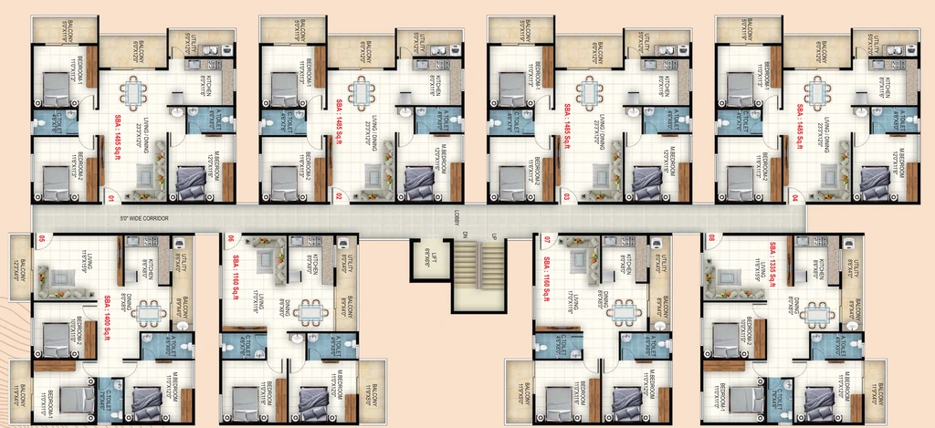 Floor Plan of Sri Balaji Rose Woods in Kodigehalli, Bangalore - Image 428456