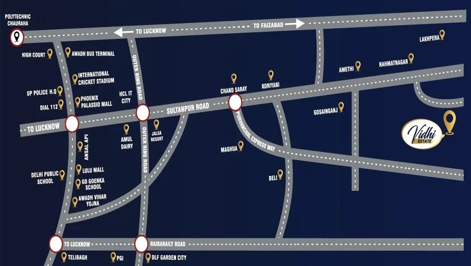 Location of Shashikala Vidhi Estate in Sultanpur Road, Lucknow - Image 428481