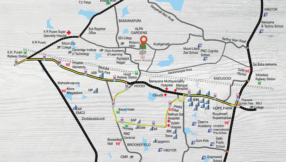 Location of Sri Balaji White Woods in Kodigehalli, Bangalore - Image 428494