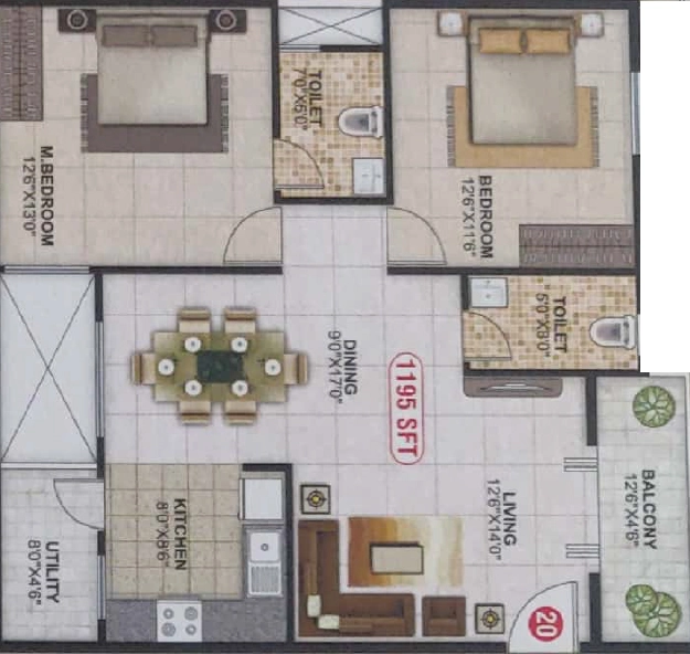 2 BHK Flat in Sri Balaji Monarch in Sarjapur Road, Bangalore - Image 928495