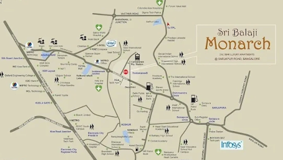 Location of Sri Balaji Monarch in Sarjapur Road, Bangalore - Image 428506