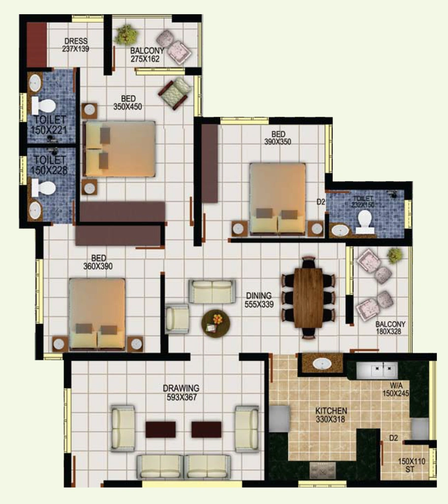 3 BHK Flat in Beacon Terrace in Mannanthala, Thiruvananthapuram - Image 928798
