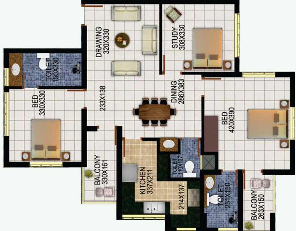 3 BHK Flat in Beacon Terrace in Mannanthala, Thiruvananthapuram - Image 928796