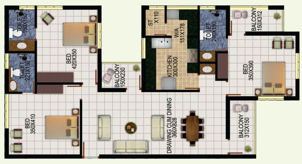 3 BHK Flat in Beacon Terrace in Mannanthala, Thiruvananthapuram - Image 928797