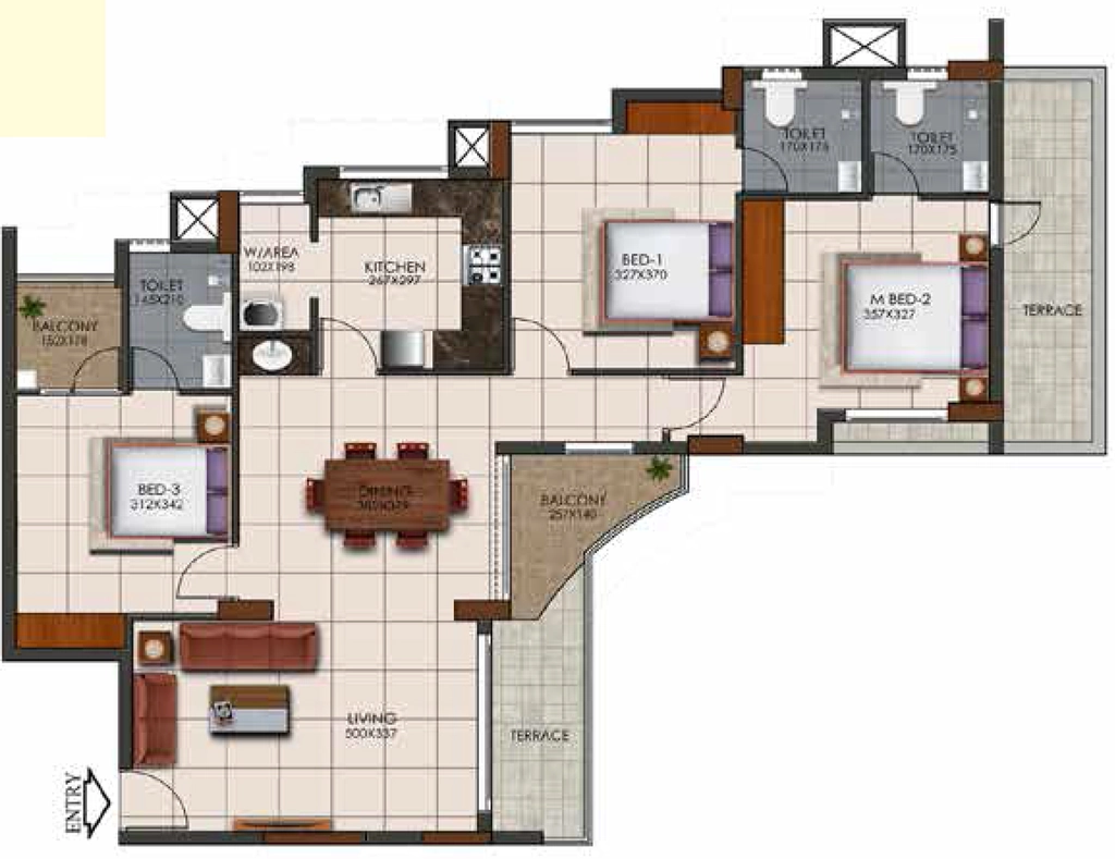 3 BHK Flat in Chothys Crown in Karyavattom, Thiruvananthapuram - Image 928805