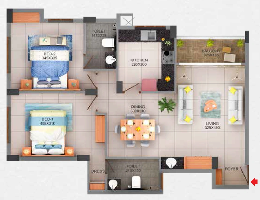 2 BHK Flat in Cordial Gitanjali in Vellayambalam, Thiruvananthapuram - Image 928790