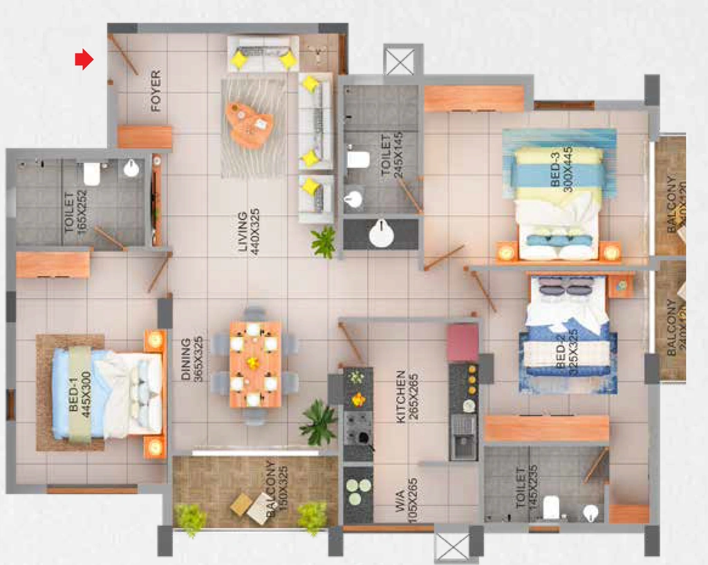 3 BHK Flat in Cordial Gitanjali in Vellayambalam, Thiruvananthapuram - Image 928792