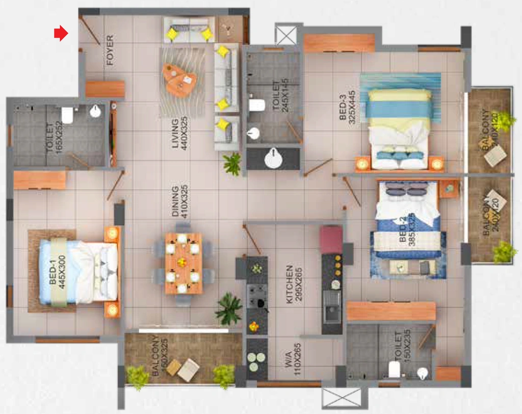 3 BHK Flat in Cordial Gitanjali in Vellayambalam, Thiruvananthapuram - Image 928794