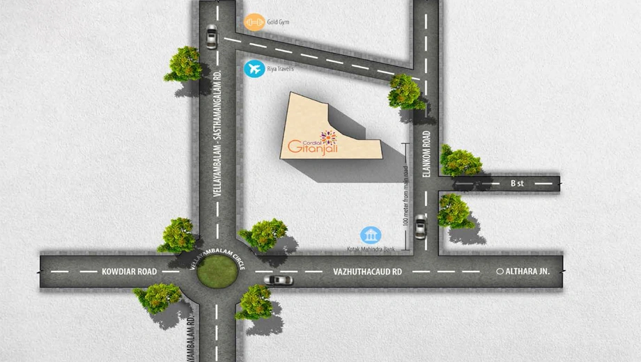 Location of Cordial Gitanjali in Vellayambalam, Thiruvananthapuram - Image 429338