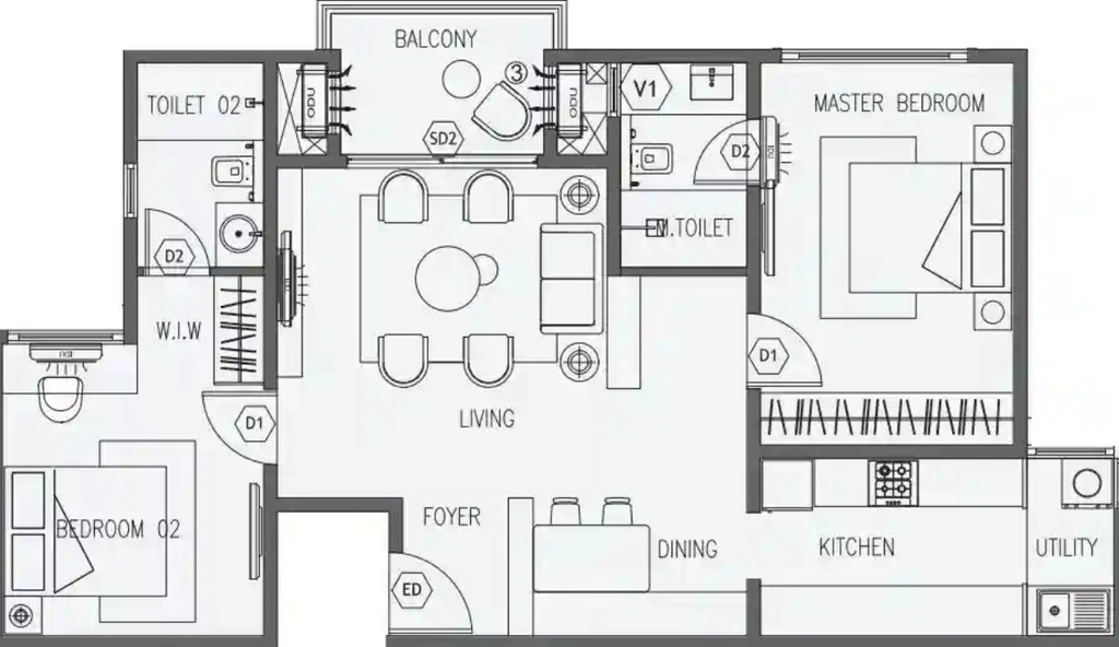 2 BHK Flat in Aratt Alchemy Essence in Hennur Road, Bangalore - Image 928508