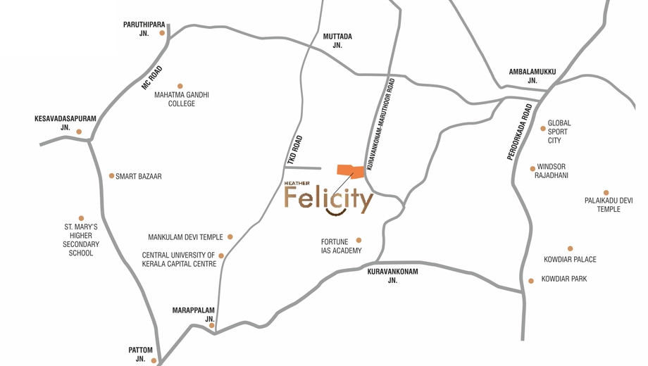 Location of Heather Felicity in Kowdiar, Thiruvananthapuram - Image 429494