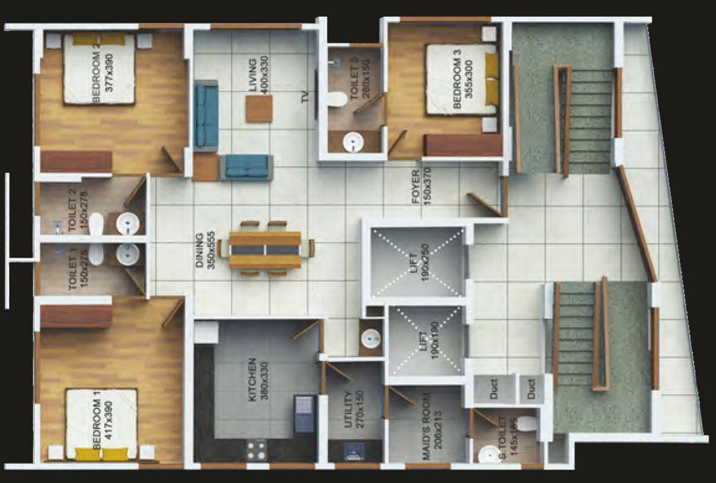 3 BHK Flat in Mansions Skyluxe in Kowdiar, Thiruvananthapuram - Image 928843