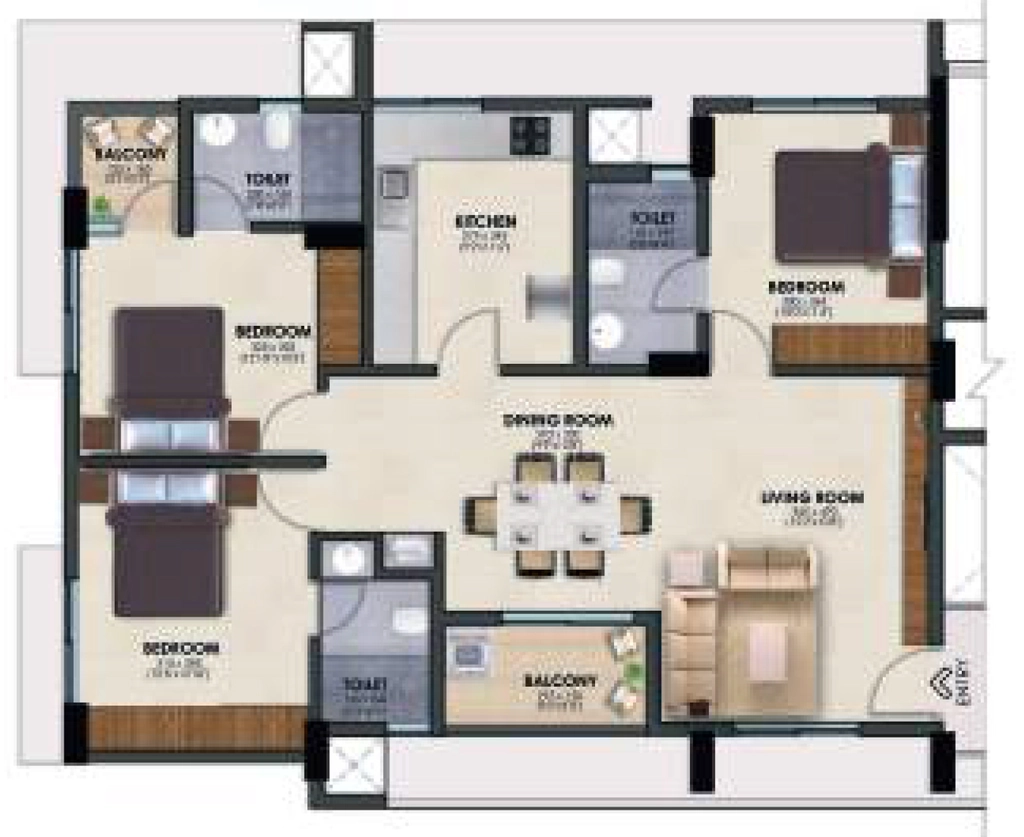 3 BHK Flat in Oceanus Ample Grace in Kazhakootam, Thiruvananthapuram - Image 928904