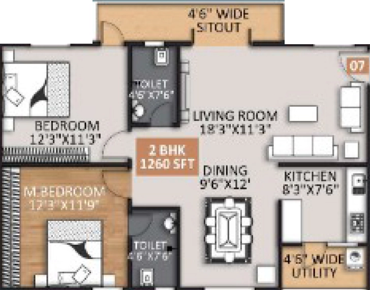 2 BHK Flat in Mighty Yuva in Kannamangala, Bangalore - Image 928514