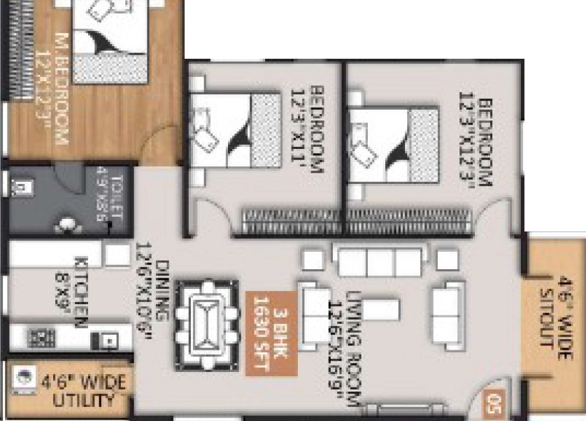3 BHK Flat in Mighty Yuva in Kannamangala, Bangalore - Image 928516