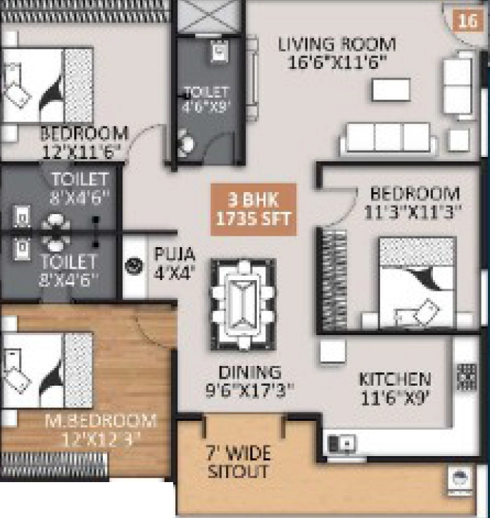 3 BHK Flat in Mighty Yuva in Kannamangala, Bangalore - Image 928517