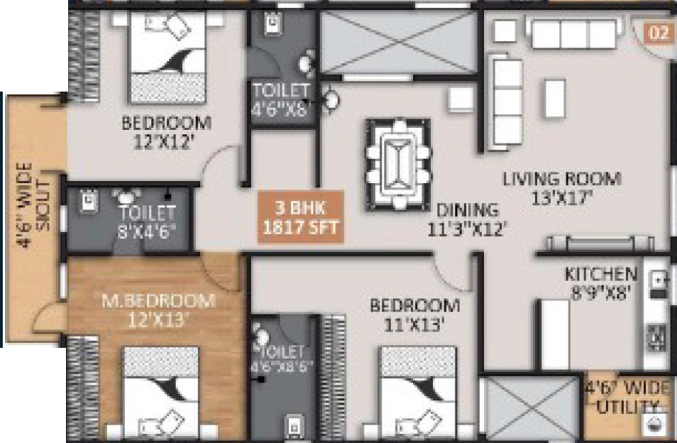 3 BHK Flat in Mighty Yuva in Kannamangala, Bangalore - Image 928518
