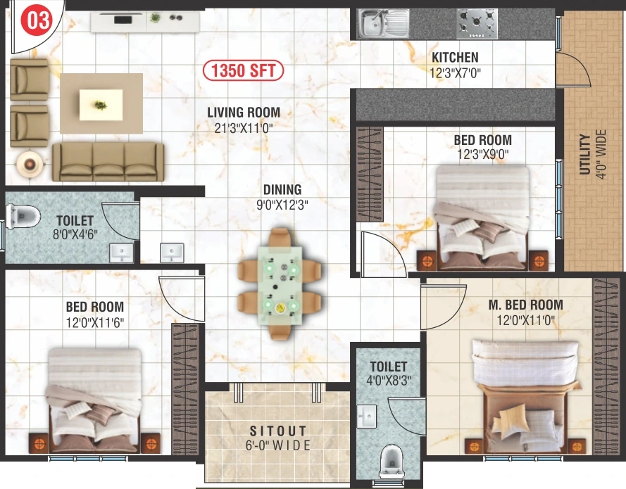 3 BHK Flat in Dwaraka Sai Signature in Horamavu, Bangalore - Image 928524