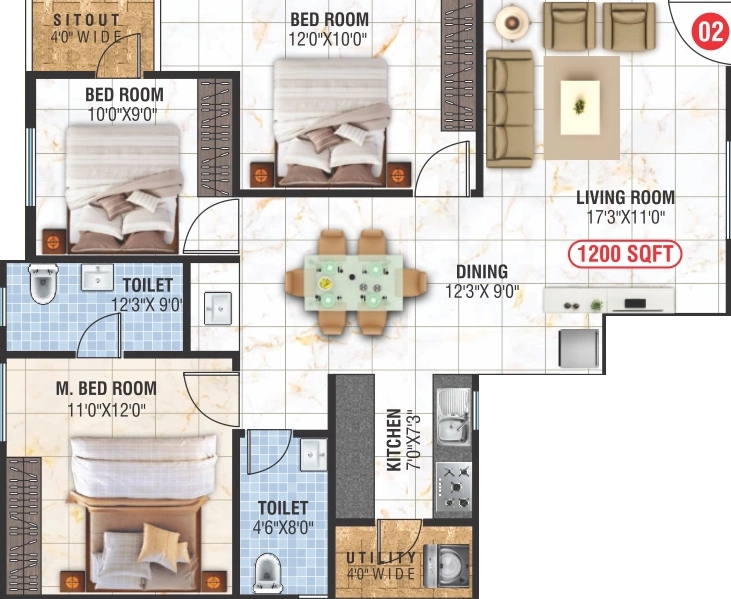 3 BHK Flat in Dwaraka Sai Manor in Ramamurthy Nagar, Bangalore - Image 928525