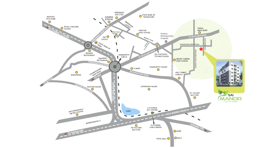 Location of Dwaraka Sai Manor in Ramamurthy Nagar, Bangalore - Image 428584